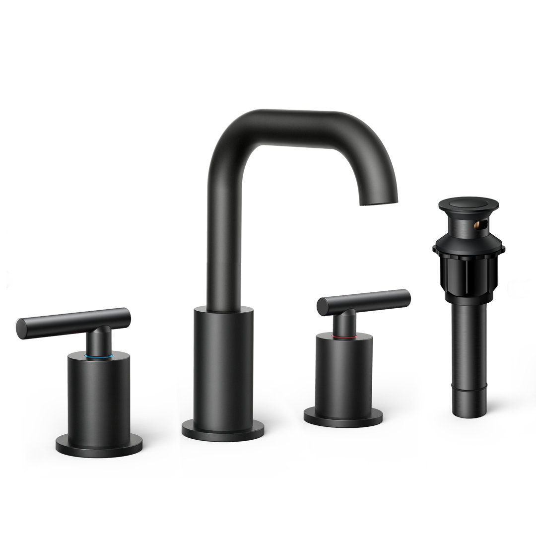 Widespread Bathroom Faucet with Drain Assembly